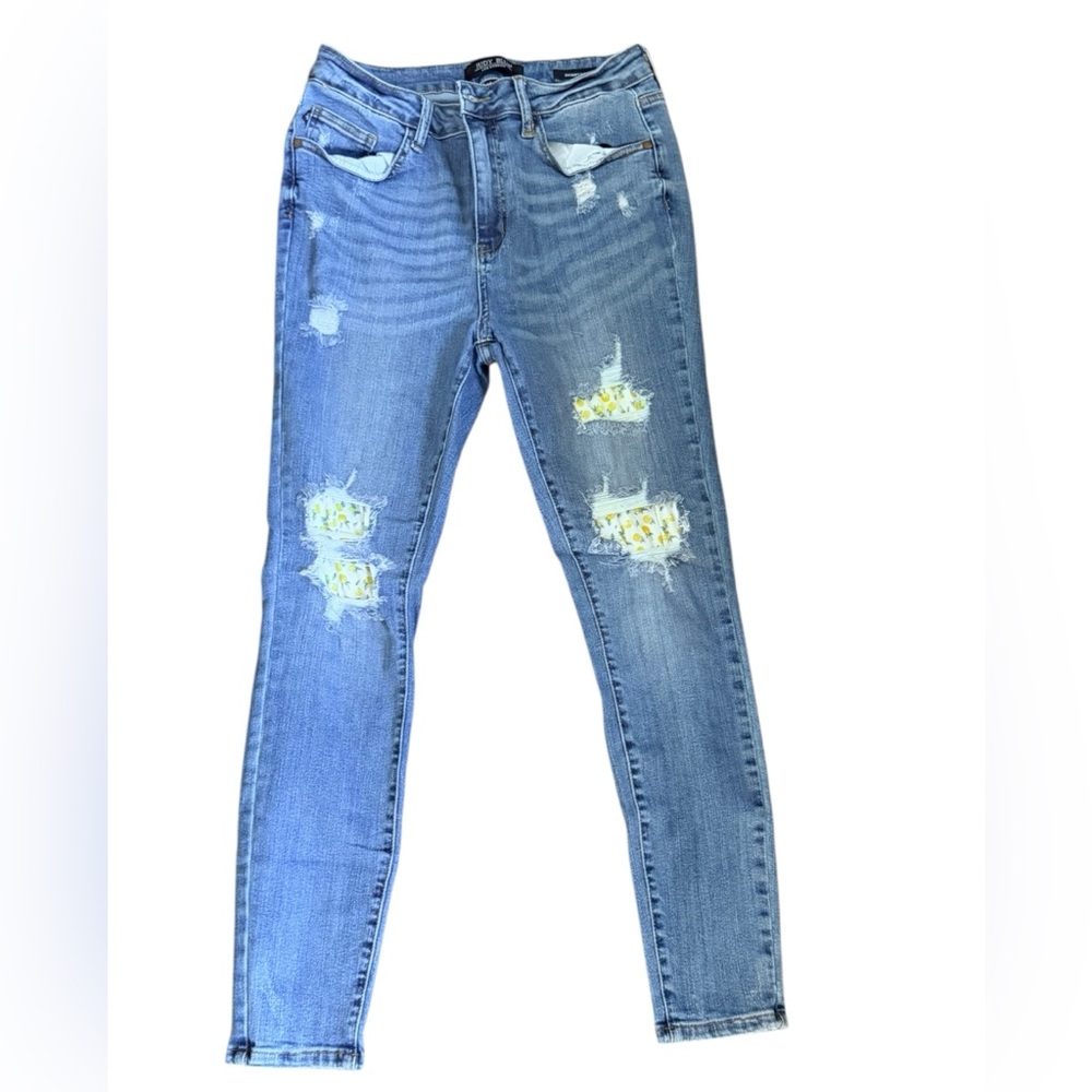 Judy Blue Women’s Distressed High Rise, Lemon Patch Skinny Fit - Picture 2 of 11